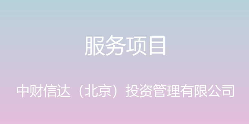 服务项目 - 中财信达（北京）投资管理有限公司